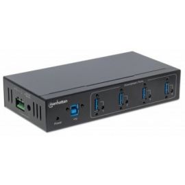 Hub industrial MANHATTAN USB 3.0 de 4 puertosUSB 3.0, 5000 Mbit/s, USB 3.0, Negro, 4 puertos