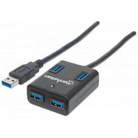 Hub USB MANHATTANNegro, 4 puertos