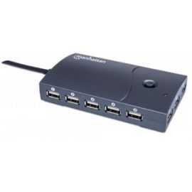 HUB USB 2.0 MANHATTAN 162463480 Mbit/s, Negro, 13 puertos