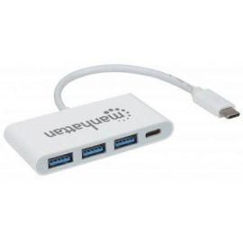 Hub Manhattan USB-C 3 Ptos Ah sin Fuente + 1 Pto Ch de Energía