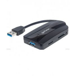 Hub USB V3.0 3 Ptos sin Fuente Lector Tarjetas Manhattan