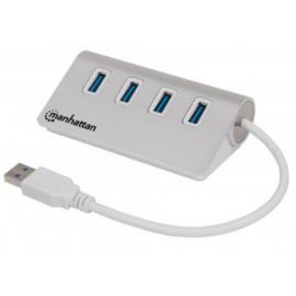 Hub USB MANHATTAN 163767USB 3.0, 5000 Mbit/s, 4 x USB 3.0 A, Blanco, 4 puertos
