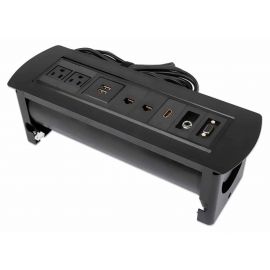 Caja De Conexión Para Mesa, Dos Tomas De Corriente, Dos Puertos De Carga Usb-A, Dos Conexiones De Red Rj45, Una Conexión Hdmi, Una Conexión Vga, Una Conexión De Audio, Cable De Alimentación De 1.5 M,