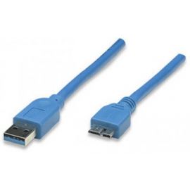 Cable USB micro BMicro USB 3.0 MANHATTAN2 m, USB A, Micro-USB B, Macho/Macho, Azul