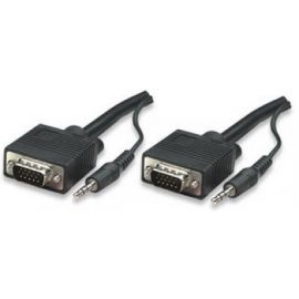 Cable VGA con Audio MANHATTAN20 m, VGA (D-Sub) + 3.5mm, VGA (D-Sub) + 3.5mm, Macho/Macho, Negro