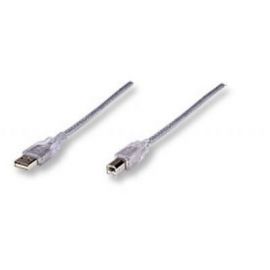 Cable USB tipo B MANHATTAN4, 5 m, USB A, USB B, Macho/Macho, Transparente