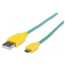 Cable USB a Micro B MANHATTAN 352710USB, Micro-USB B, 1 m, Azul