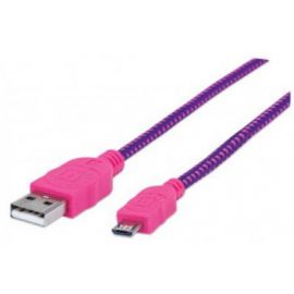 Cable Usb V2 A-Micro B Bolsa Textil 1.8M Rosa/Morado.