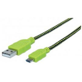 Cable USB a Micro B Manhattan 1.0M Recubrimiento Textil Negro/Verde
