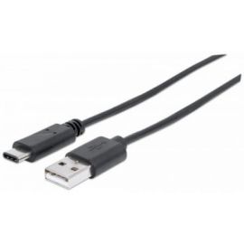 Cable USB micro B MANHATTAN1 m, USB A, USB C, Macho/Macho, Negro