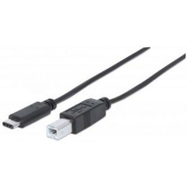 Cable USB-C Manhattan de Alta Velocidad C Macho, B Macho 1M Color Negro