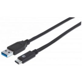 Cable USB C MANHATTAN 353373USB C, 1 m, Negro