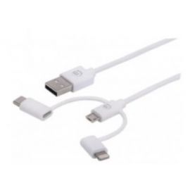 Cable Ilynk Lightning Usb-C Microusb A Usb (3 Em 1) 1M