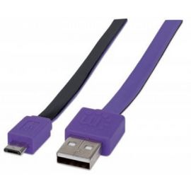 Cable USB a mini USB MANHATTANUSB A, USB A, Macho/Macho, 1 m, Morado
