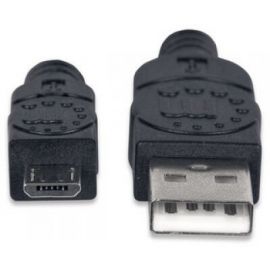 Cable para Dispositivos USB Micro-B MANHATTAN De USB 2.0 A estándar macho a USB 2.0 Micro B machoUSB A, Micro-USB B, Macho/Macho, 0, 5 m, Negro