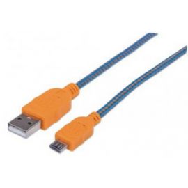 Cable Manhattan USB 2.0 Tipo a, Micro B USB 1.0 Mts Azul/Naranja P/Dispositivos Móviles