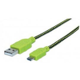 Cable USB A MANHATTAN 394062USB, Micro-USB B, 1 m, Verde