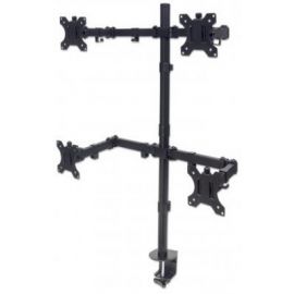 Soporte para cuatro monitores MANHATTAN movimiento con brazos de doble articulaciónBrazo de Montaje, Negro, 32 kg, Acero