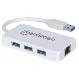 HUB USB 3.0 MANHATTAN 507578Color blanco, 3 puertos
