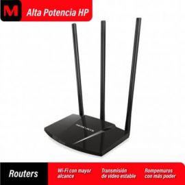 Router Inalámbrico Mercusys Mw330HP 300 Mbps 802.11N/G/B Alta Potencia 3 Puertos Lan 10/100 1 Puerto Wan 10/100 y 3 Antenas Externas 7Dbi