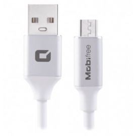 Cable USB a Micro USB Mobifree 1M, Carga y transferencia de datos, USB 2.0, Micro USB, Macho/Macho, 1 m, Color blanco