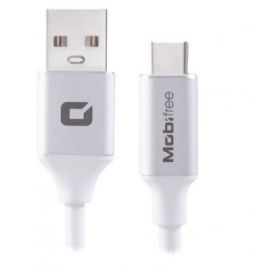 Cable USB a Tipo C Mobifree 1M, Carga y transferencia de datos, USB 2.0, USB C, Macho/Macho, 1 m, Color blanco