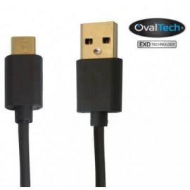 Cable USB Tipo C2 mts carga / datos color negro. Premium OvalTech