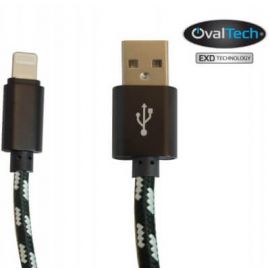 Cable USB a Lightning1 metro carga / datos Nylon color negro. Premium OvalTech