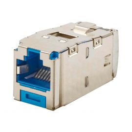 Conector Jack RJ45 Blindado, Estilo TG, Mini-Com, Categoría 6A, de 8 posiciones y 8 cables, Color Azul