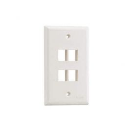 Placa de Pared Vertical, Salida Para 4 Puertos Keystone, Color Blanco Mate