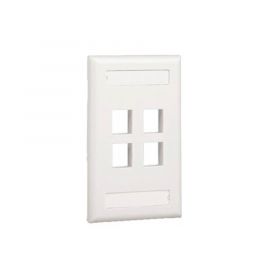 Placa de Pared Vertical, Salida Para 4 Puertos Keystone, Con Espacios Para Etiquetas, Color Blanco