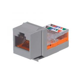 Conector Jack Estilo Leadframe, Tipo Keystone, Categoría 5e, de 8 posiciones y 8 cables, Color Gris