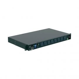 PDU Switchable y Monitoreable por Toma (MS), para Distribución de Energía, Entrada 120 Vca NEMA 5-15P, Con 8 Salidas 5-20R, 20 Amp, Horizontal 19in, 1UR