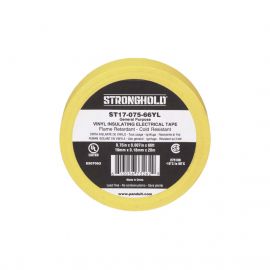 Cinta Eléctrica para Aislar, de PVC, Uso General, Grosor de 0.18mm (7 mil), Ancho de 19mm, y 20.12m de Largo, Color Amarillo