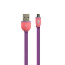 Cable (EL-994398) micro USB, carga y tramsfie PERFECT CHOICE EL-994398, Macho/Macho, 1 m, Morado