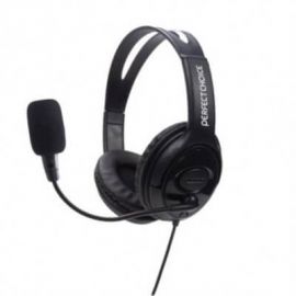 Diadema con micrófono PC-111009 PERFECT CHOICE - Audífonos con altura ajustable y orejeras acolchadas