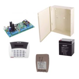 Kit de Alarma 6 zonas con Panel de Alarma, Teclado, Gabinete, Batería y Transformador.
