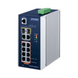 Switch industrial Administrable L2 de 8 puertos Gigabit c/PoE 802.3at + 2 puertos Gigabit + 2 puertos SFP (240W)