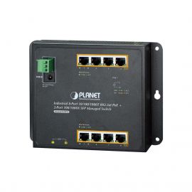 Switch Industrial de Pared de 8 puertos Gigabit con 4 puertos PoE+ 802.3at y 2 SFP