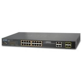 Switch PLANET WGSW-20160HP, Negro, RJ45, 22 W, 16 puertos