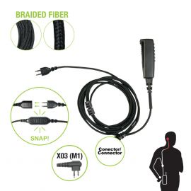 Cable para Micrófono audífono SNAP intercambiable con conector para Radios Hytera TC500/600/1600 y PD 5.