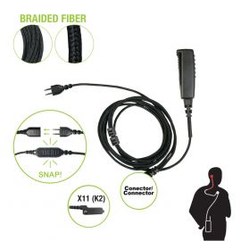 Cable para Micrófono audífono SNAP intercambiable con conector para Radios Kenwood con conector multipin.