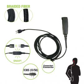 Cable para Micrófono audífono SNAP intercambiable con conector para Radios Icom con conector de 2 pines.