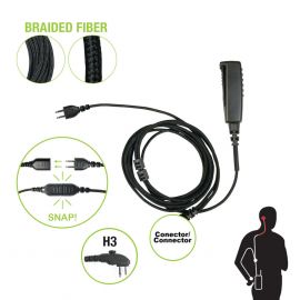 Cable para Micrófono audífono SNAP intercambiable con conector para Hytera TC500/600/1600 y RPV/RPU-6500.