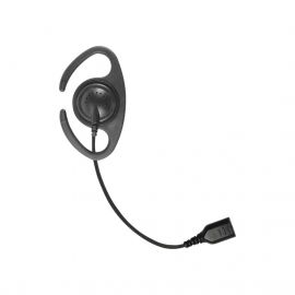 Auriculares de gancho en forma de "C" con cable de fibra trenzada y conector SNAP. Requiere micrófono de solapa de 1 o 2 hilos de la Serie SNAP.