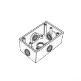 Caja Condulet FS de 1/2" ( 12.7 mm) con cinco bocas a prueba de intemperie.