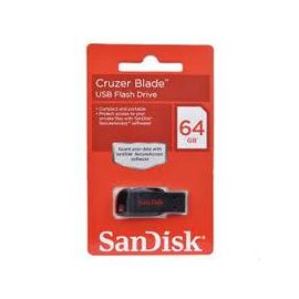 Memoria USB SANDISK Unidad flash USB CRUZER BLADENegro, 64 GB, USB 2.0