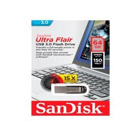Memoria Sandisk 64 Gb USB 3.0 Ultra Flair Metálica para Mac y Windows 150Mb/S