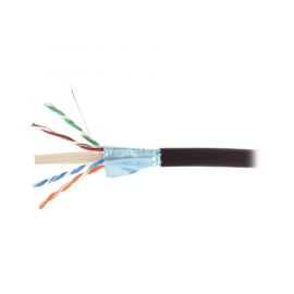 Bobina de Cable Blindado F/UTP de 4 Pares, Para Exterior con Gel, Cat6A (23 AWG), Industrial para Climas Extremos, Enterrado Directo, Color Negro, 305 m