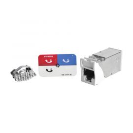 Jack Z-MAX Cat6A, Blindado, Montaje híbrido en Placa de Pared (Plano y Angulado), Color Blanco